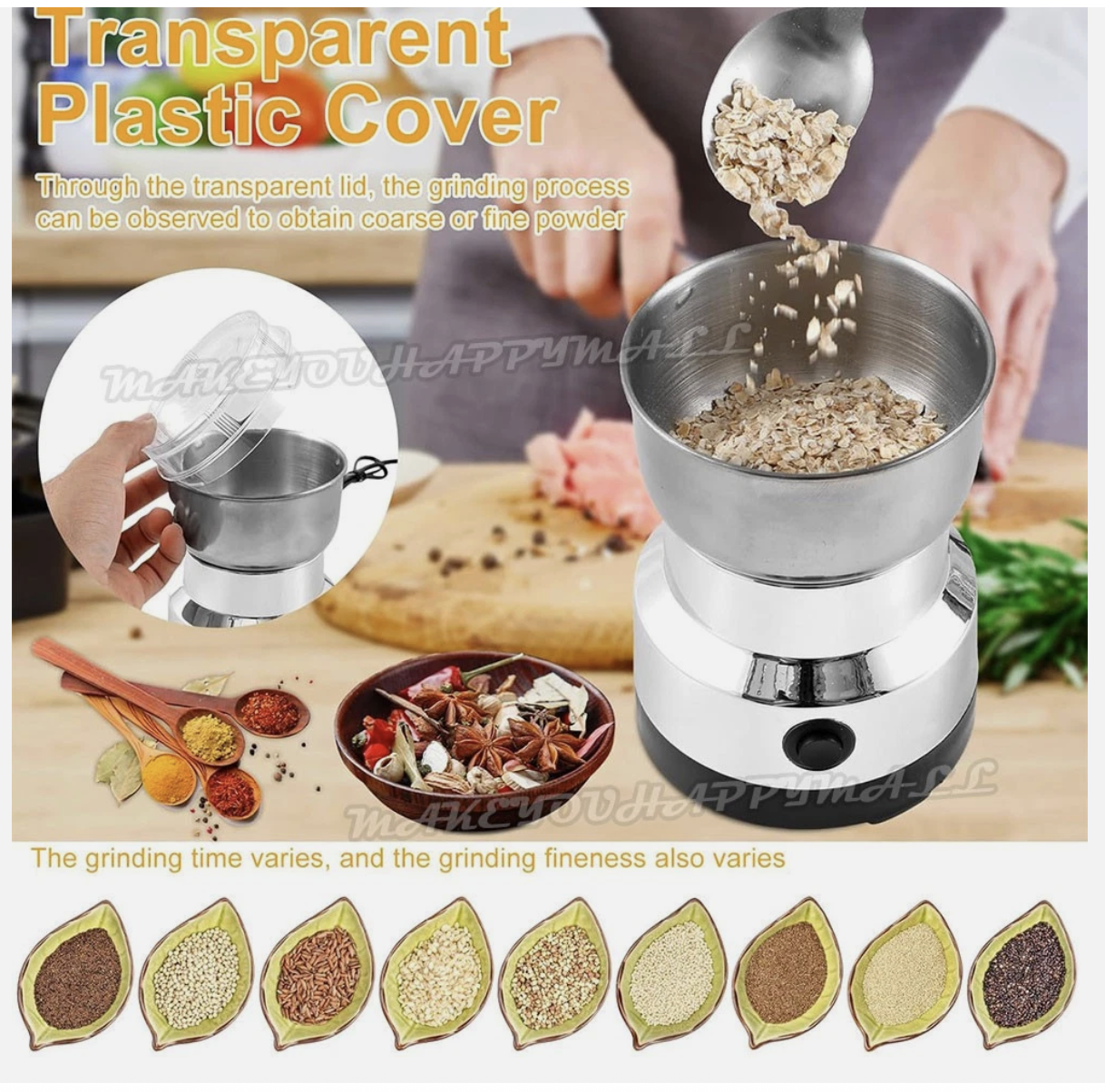 Electric Coffee Grinder Grinding Milling Bean Spice Matte Blender Kit