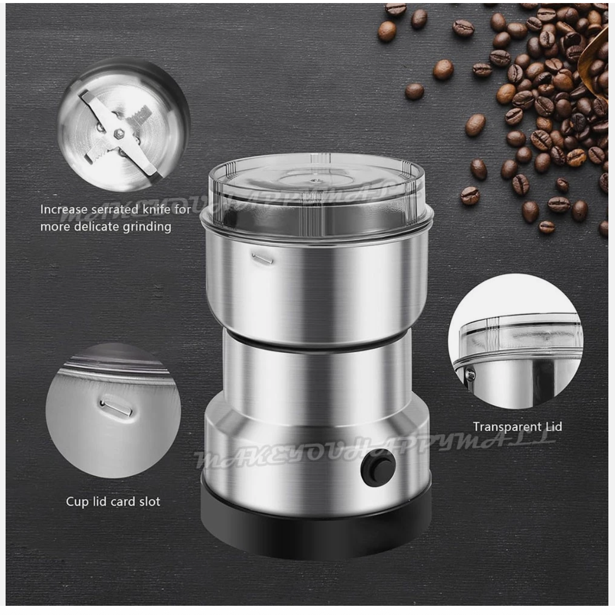 Electric Coffee Grinder Grinding Milling Bean Spice Matte Blender Kit