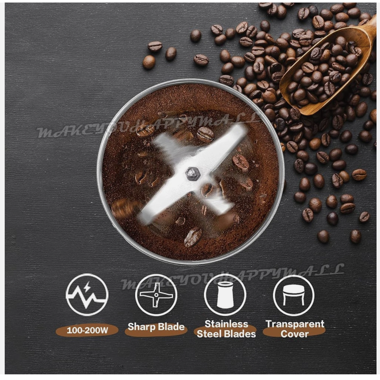 Electric Coffee Grinder Grinding Milling Bean Spice Matte Blender Kit