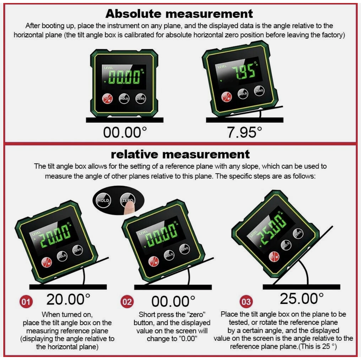 360° Magnetic LCD Digital Level Angle Finder Protractor Inclinometer Gauge