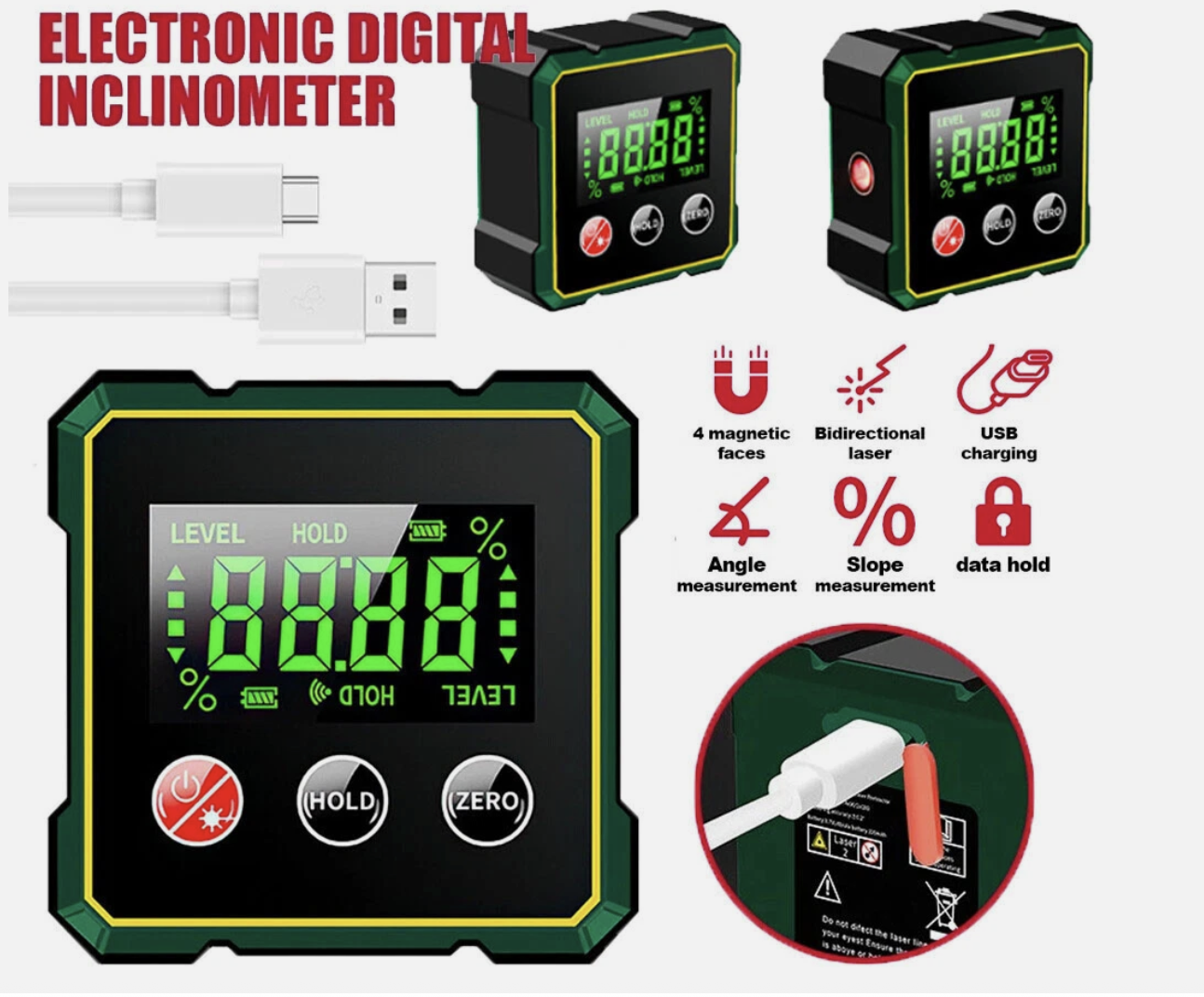 360° Magnetic LCD Digital Level Angle Finder Protractor Inclinometer Gauge