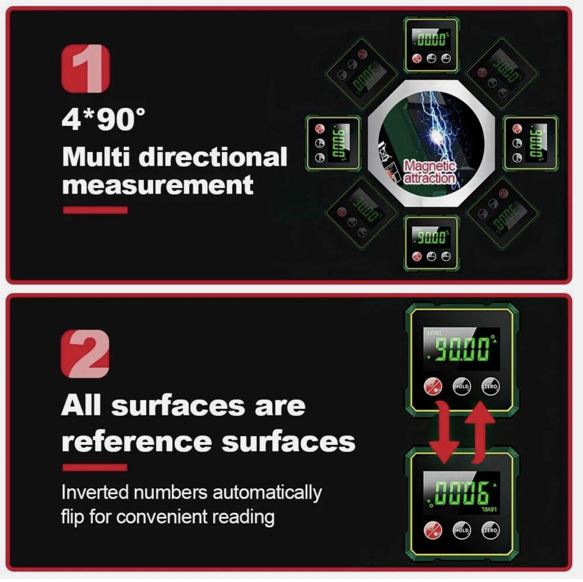 360° Magnetic LCD Digital Level Angle Finder Protractor Inclinometer Gauge