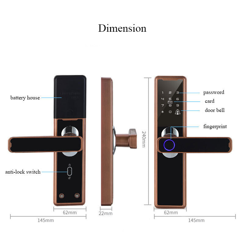 Digital Fingerprint Electronic Door Lock Smart Door Lock Password APP Card Key