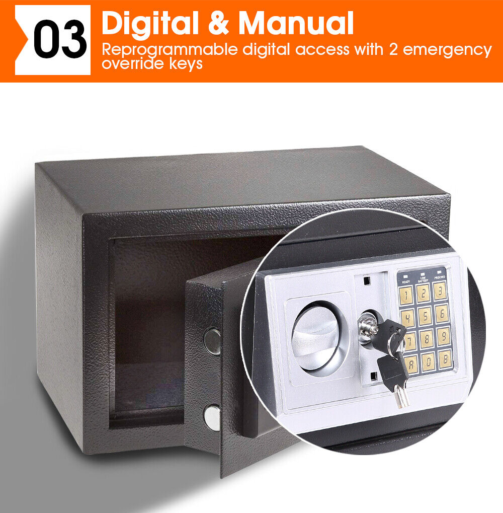 Digital Safe Electronic Security Box Home Office Cash Lock Deposit Password 6.4L