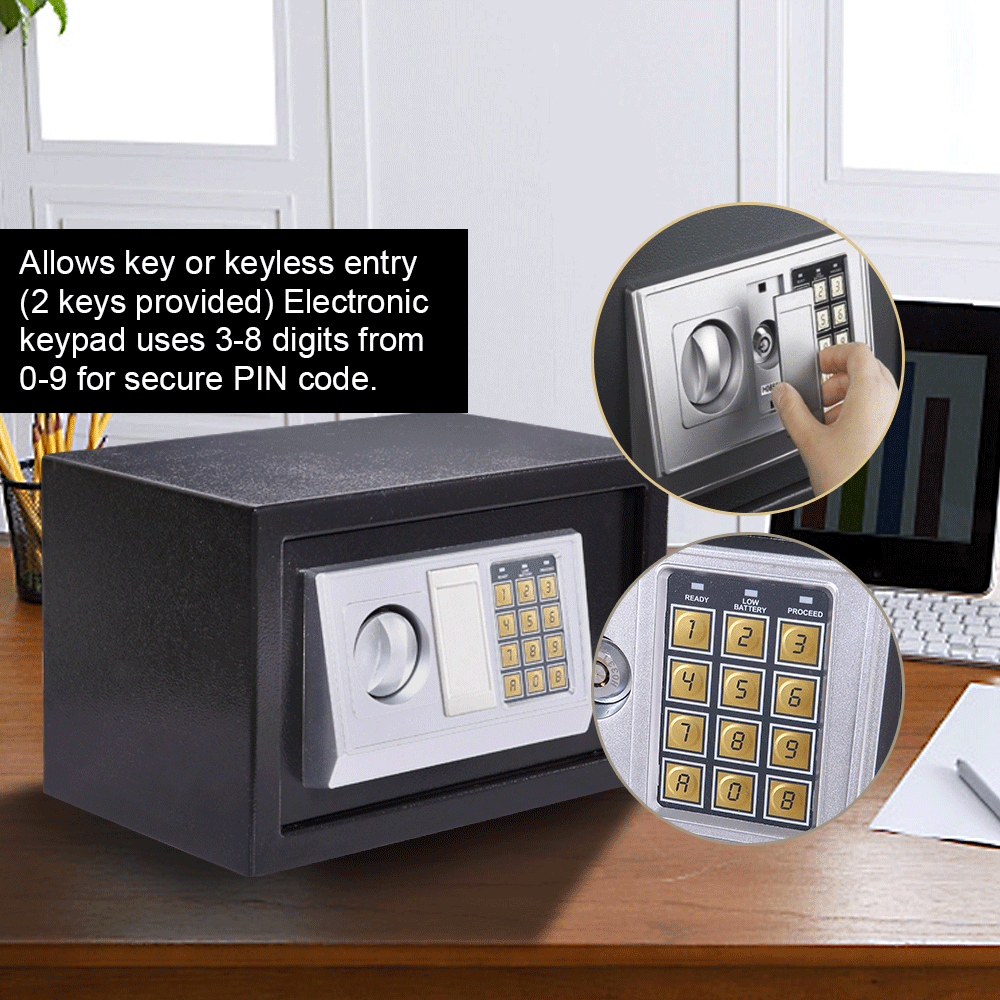 Digital Safe Electronic Security Box Home Office Cash Lock Deposit Password 6.4L