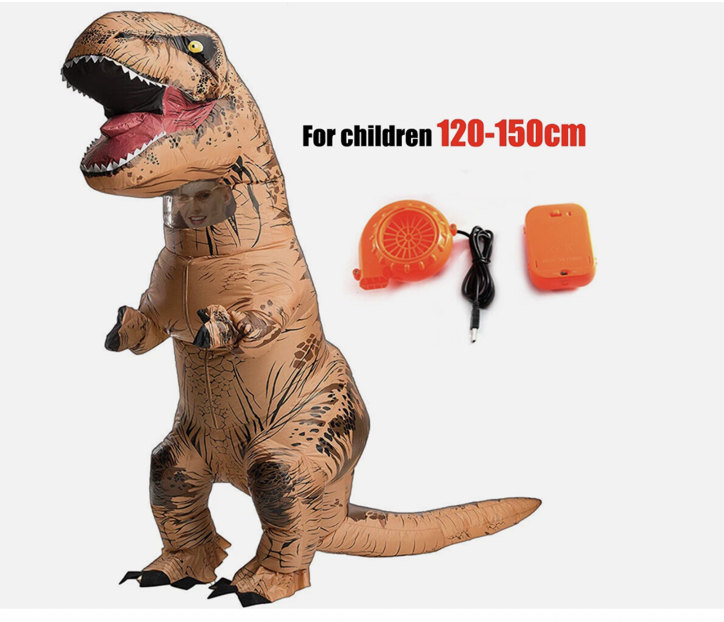 Inflatable Dinosaur Costume Child Adult T-Rex Halloween Kid Jurassic Blow Up