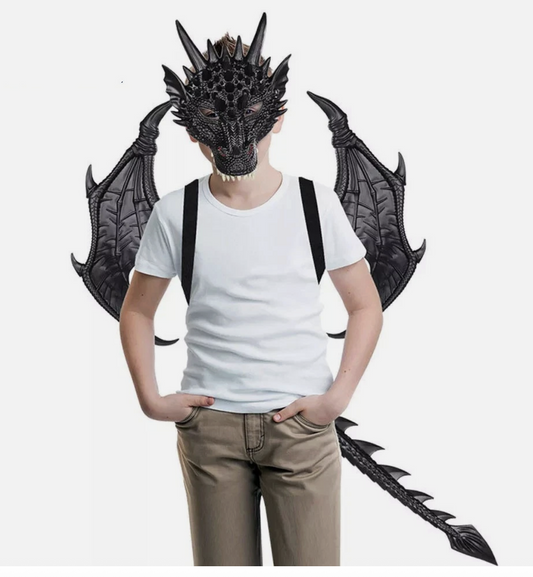3D Dragon Mask Tail Set Boys Child Halloween Wings Of Fire Costume Book Week