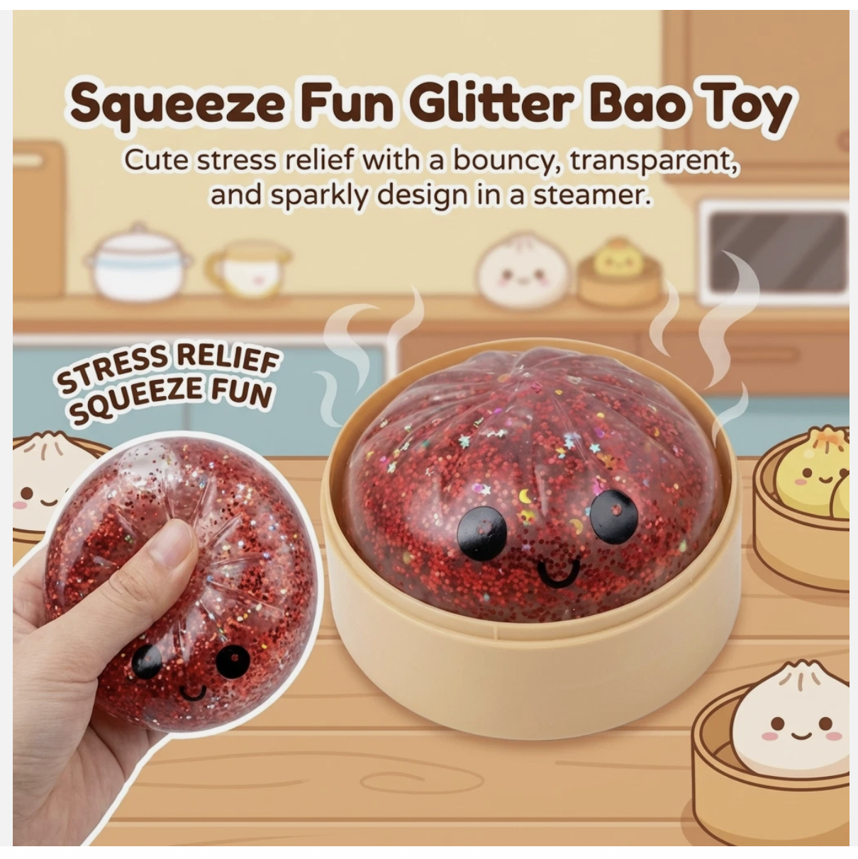 Dumpling Squishies Toy, Giant Dumpling, Colorful Dumplings Stress Balls Toys
