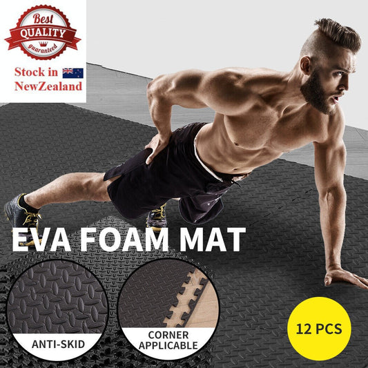 EVA Foam Mat 12Pcs Gym Floor Mats Interlocking Heavy Duty Baby Kids Play