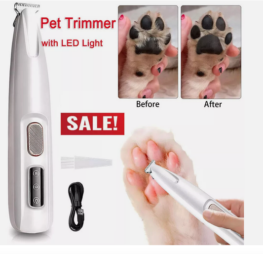 Waterproof Pet Dog Electric Groomer Trimmer LED Pet Foot Hair Cat Dog Paw Shaver