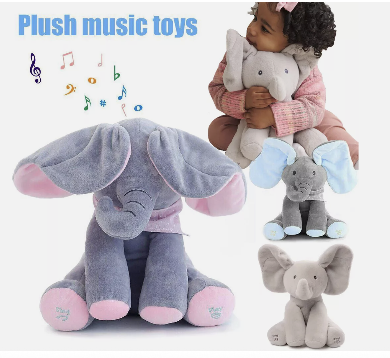 Baby Talking Toy Elephant Soft Plush Doll Singing PP Cotton Musical Stuffed Toys