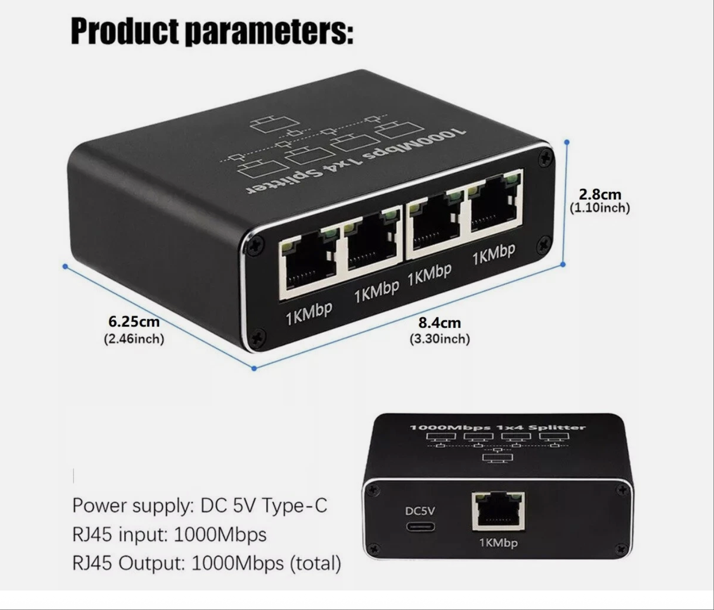 1000Mbps RJ45 Gigabit Ethernet Splitter LAN Network Internet 1 to 4 Out Adapter