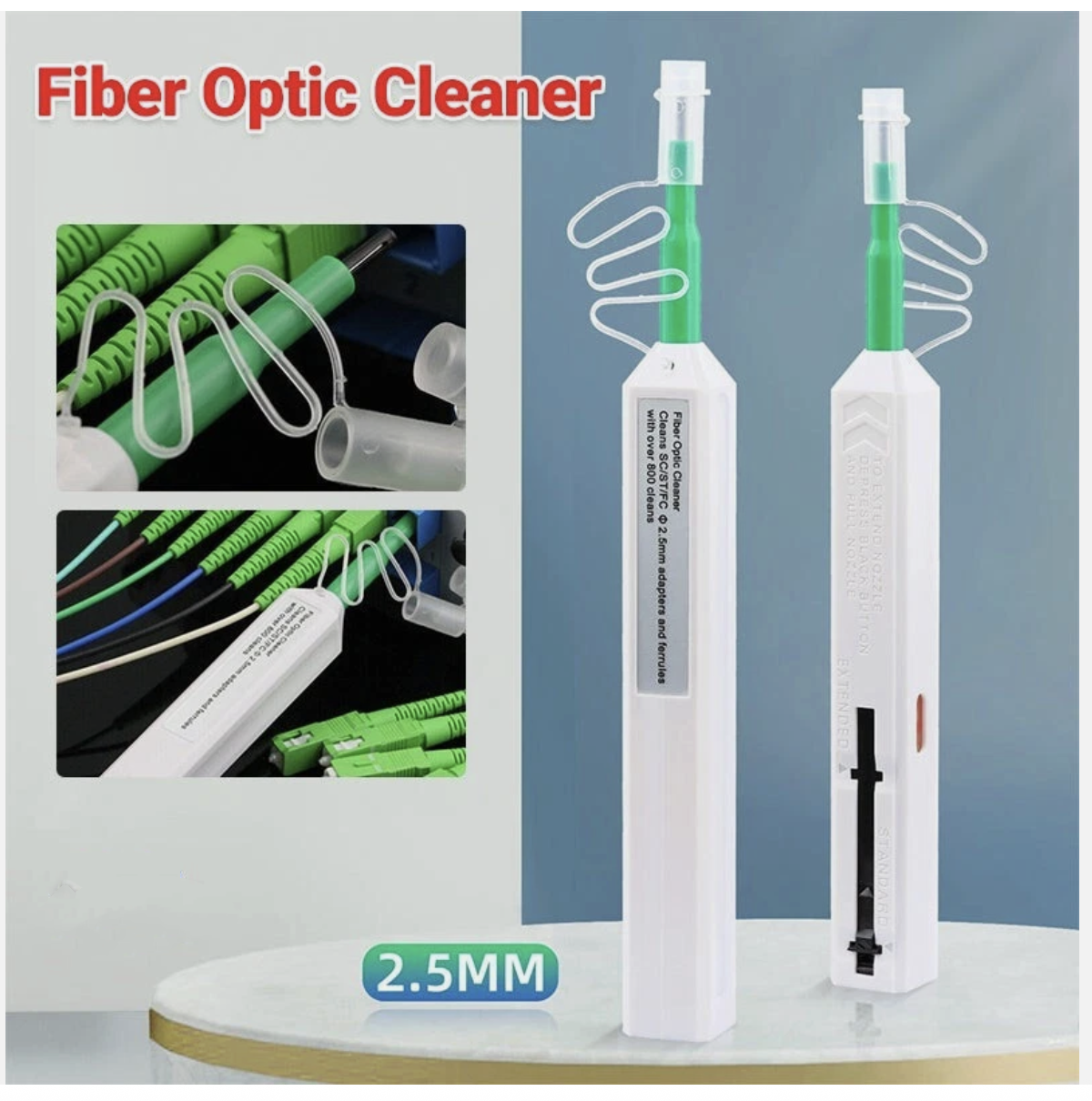 2.5MM Optic for One-Click Cleaner Pen Tool Adapter Connector AZ Fiber SC ST FC