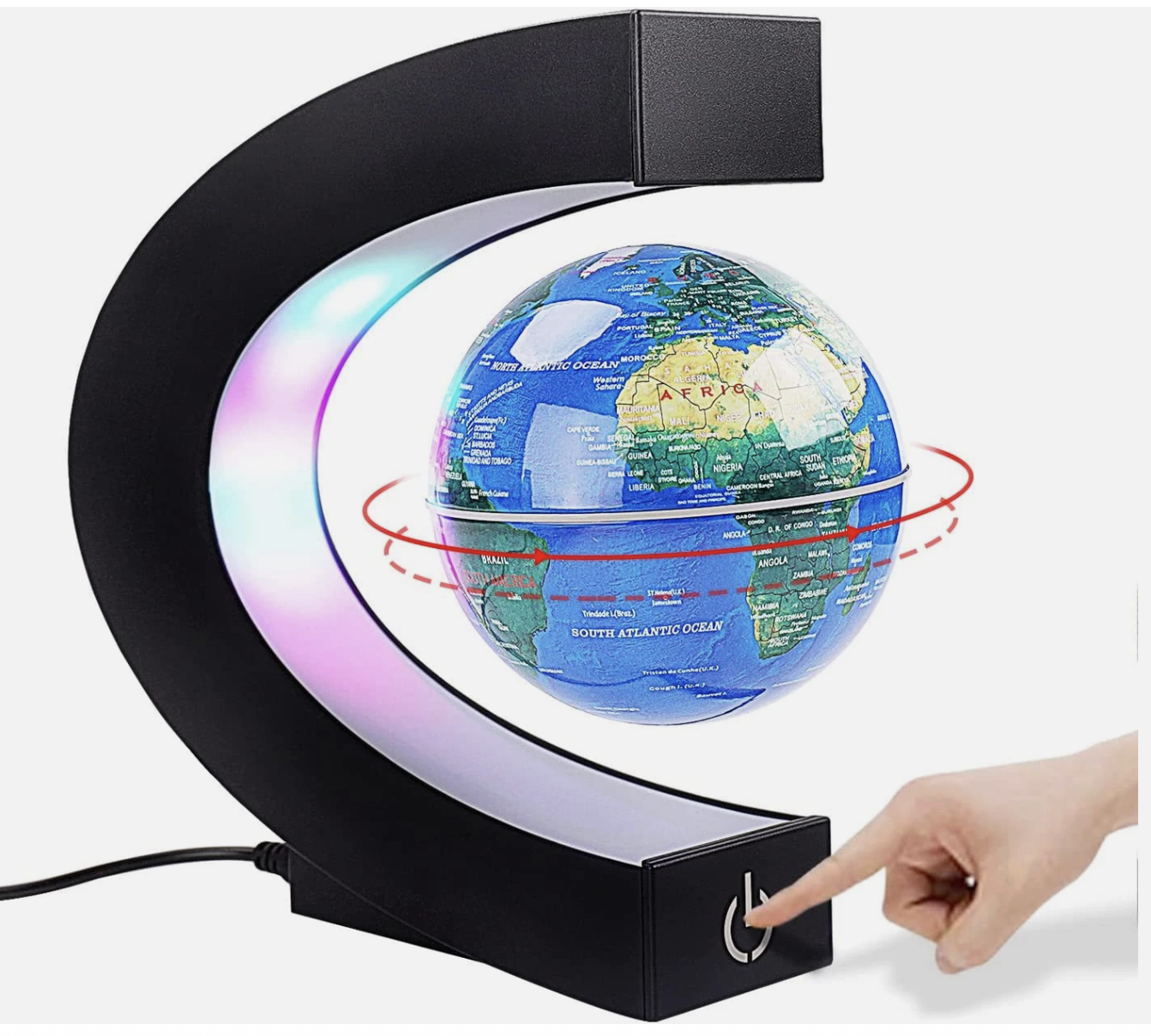 Magnetic Levitation Floating Globe with Touch Switches LED Light, Floating World