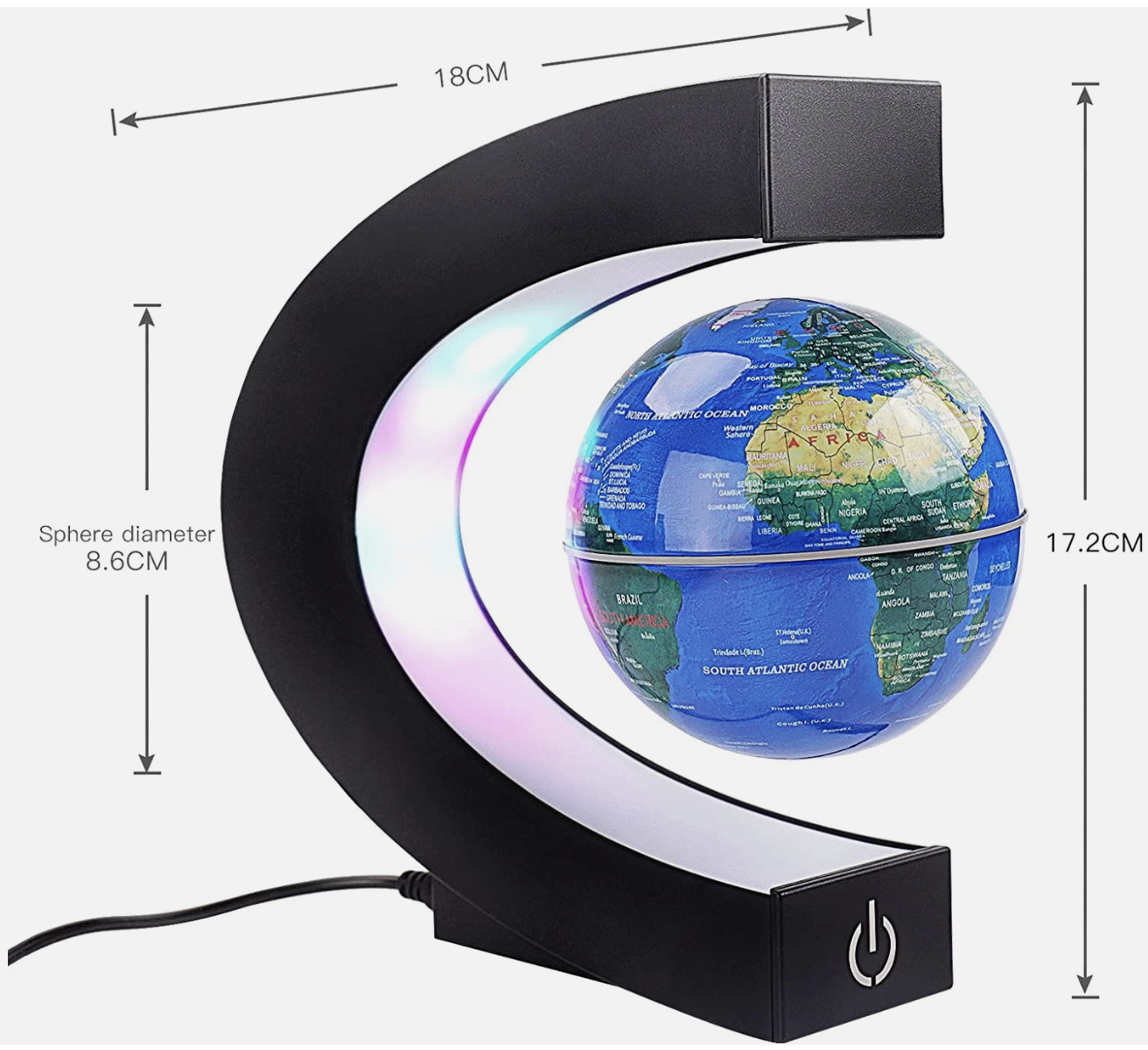 Magnetic Levitation Floating Globe with Touch Switches LED Light, Floating World