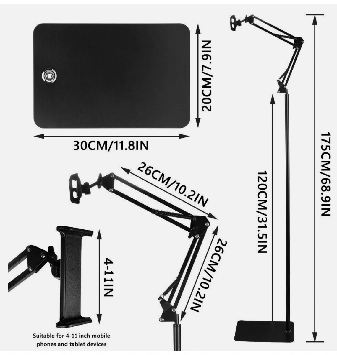 Hands Free Floor Stand Adjustable Bed Clip Holder For Tablet iPad iPhone Switch