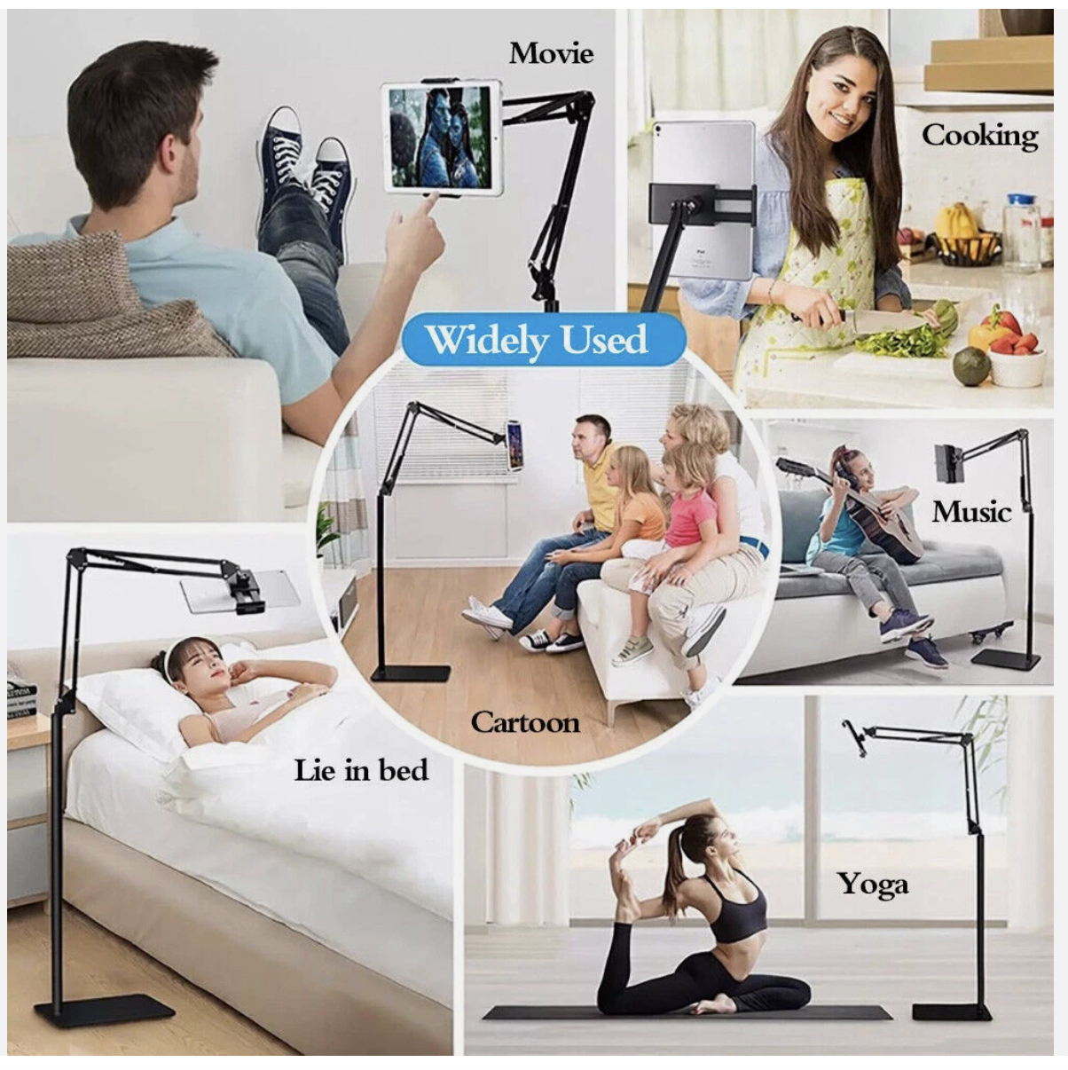 Hands Free Floor Stand Adjustable Bed Clip Holder For Tablet iPad iPhone Switch
