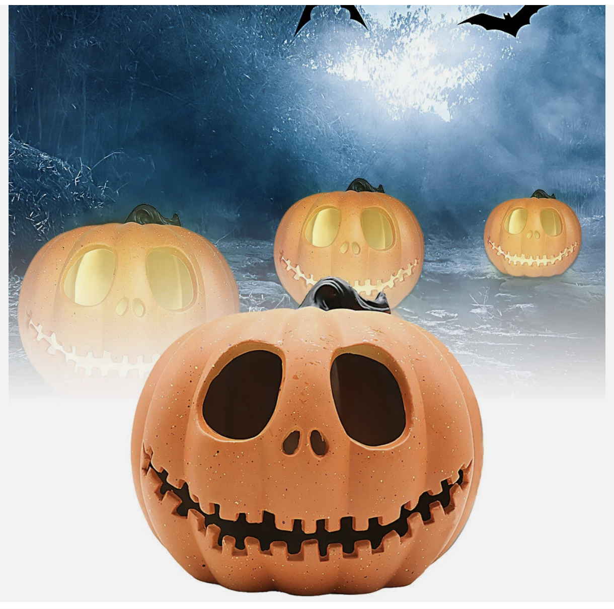 23cm Halloween Jack-O-Lantern Pumpkin Led Light Lamp Flashing Ghost Glowing