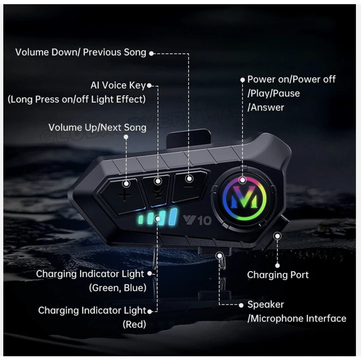 HiFi Bluetooth Motorcycle Helmet Headset Wireless call Motorbike Headphone