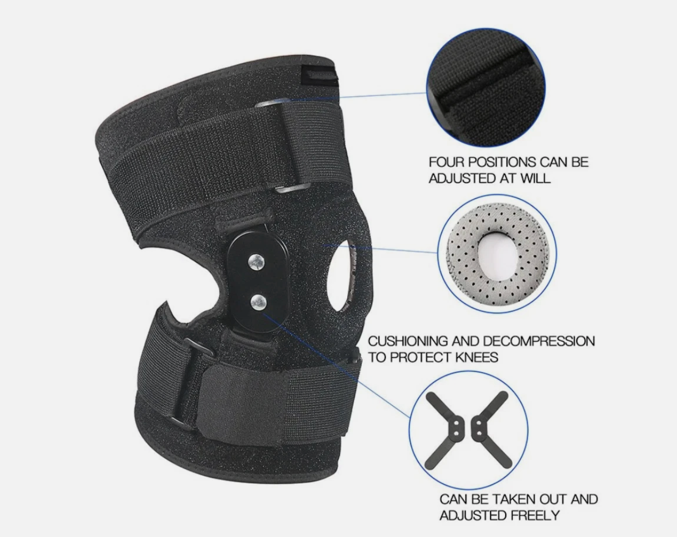 Ergonomic Hinged Knee Support Brace Sports Joint Injury Arthritis Pain Relief