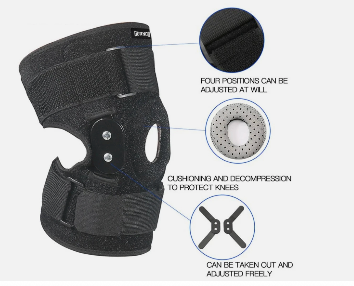 Ergonomic Hinged Knee Support Brace Sports Joint Injury Arthritis Pain Relief