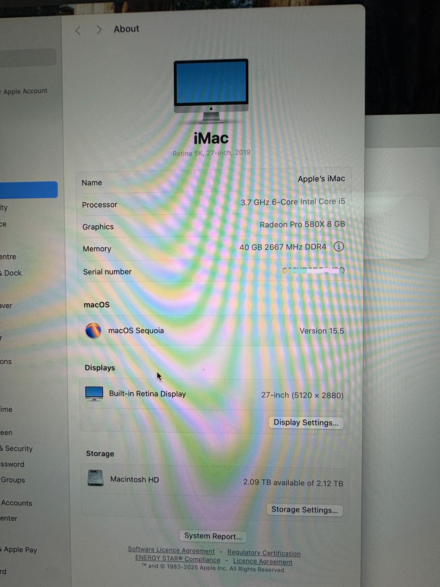 Excellent iMac (Retina 5K, 27-inch, 2019) 40GB 2TB