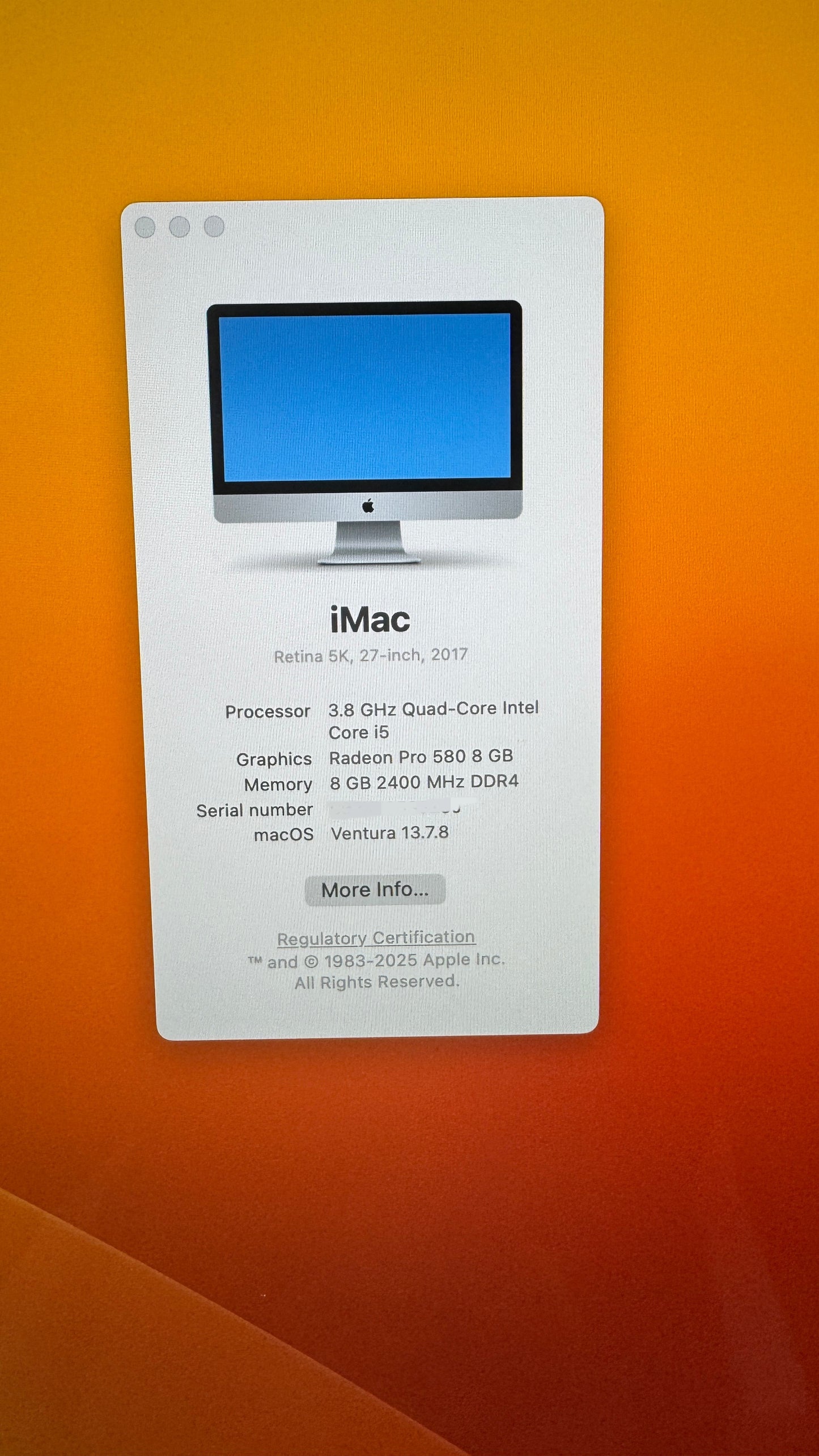 Excellent iMac (Retina 5K, 27-inch, 2017) 8GB 2TB