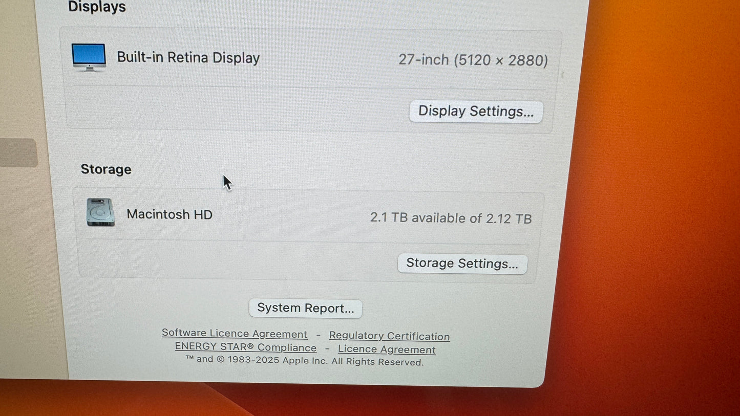 Excellent iMac (Retina 5K, 27-inch, 2017) 8GB 2TB