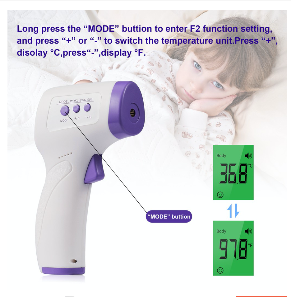 Infrared Temperature Thermometer Digital Forehead Baby Adult Body Gun Non-touch