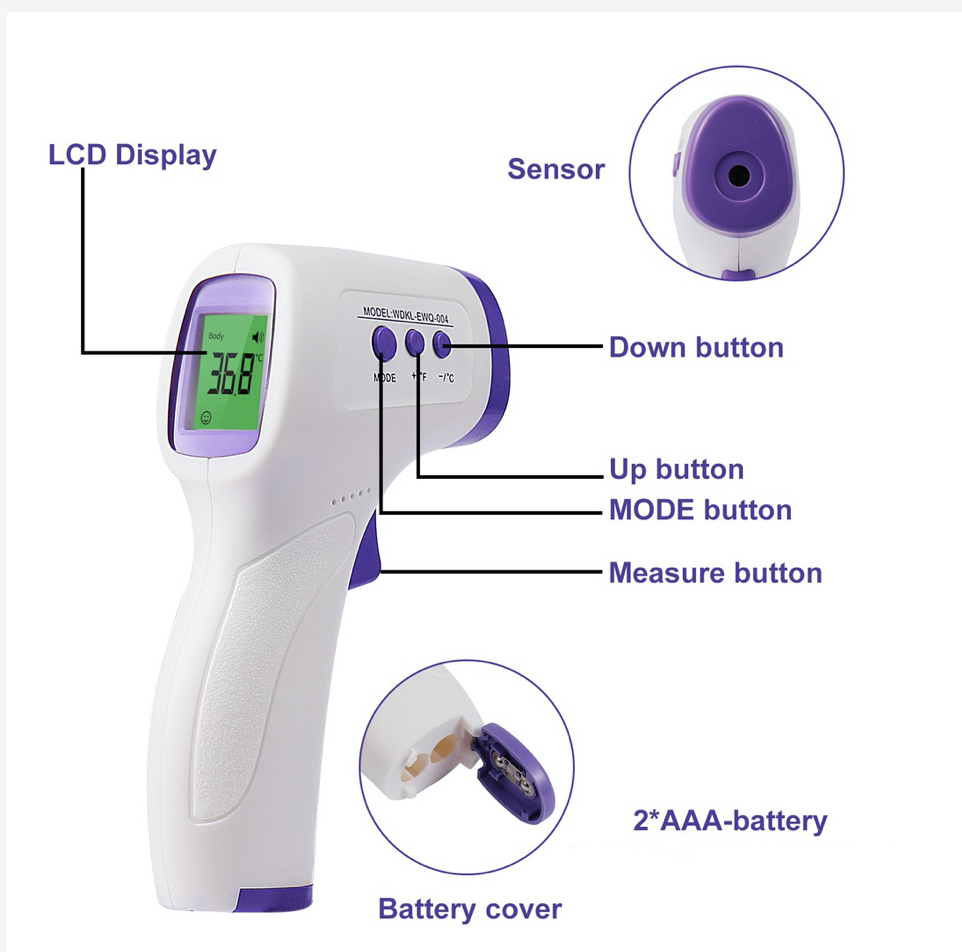 Infrared Temperature Thermometer Digital Forehead Baby Adult Body Gun Non-touch