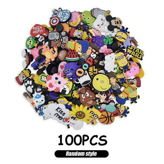 Mixed 100Pcs Random Cartoon Cute PVC Shoes Charms Decor For Croc And Jibbitz