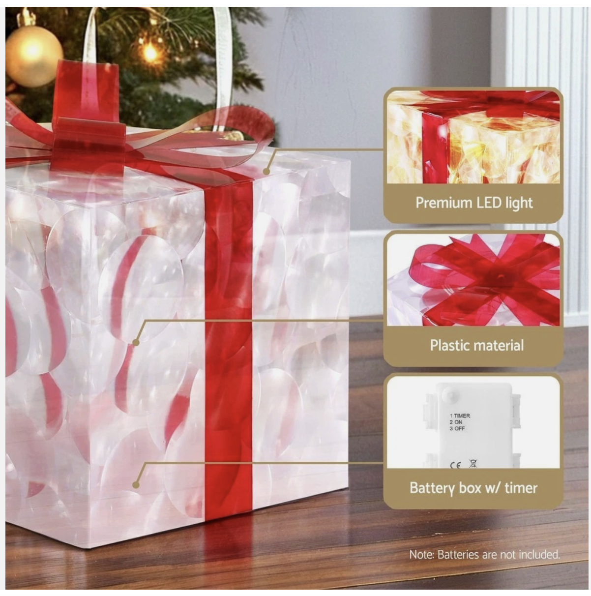 Jingle Jollys 3 PCS Christmas Lights 50 LED Fairy Light Gift Box White