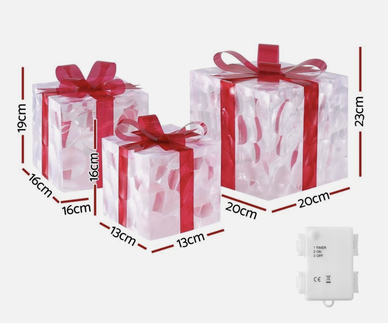 Jingle Jollys 3 PCS Christmas Lights 50 LED Fairy Light Gift Box White