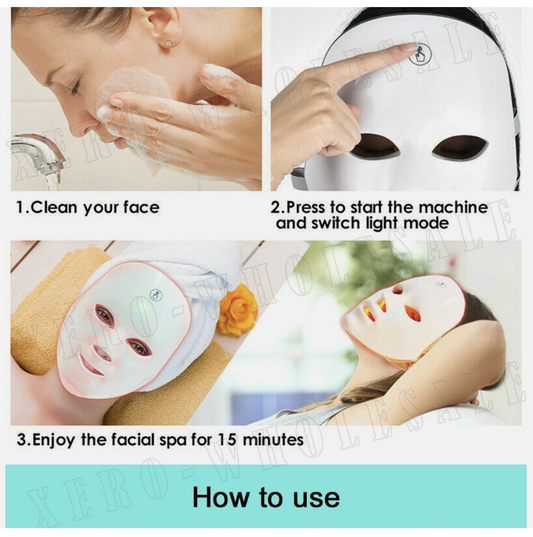 7 Color LED Light Photon Face Mask Neck Rejuvenation Skin Facial Wrinkle Therapy