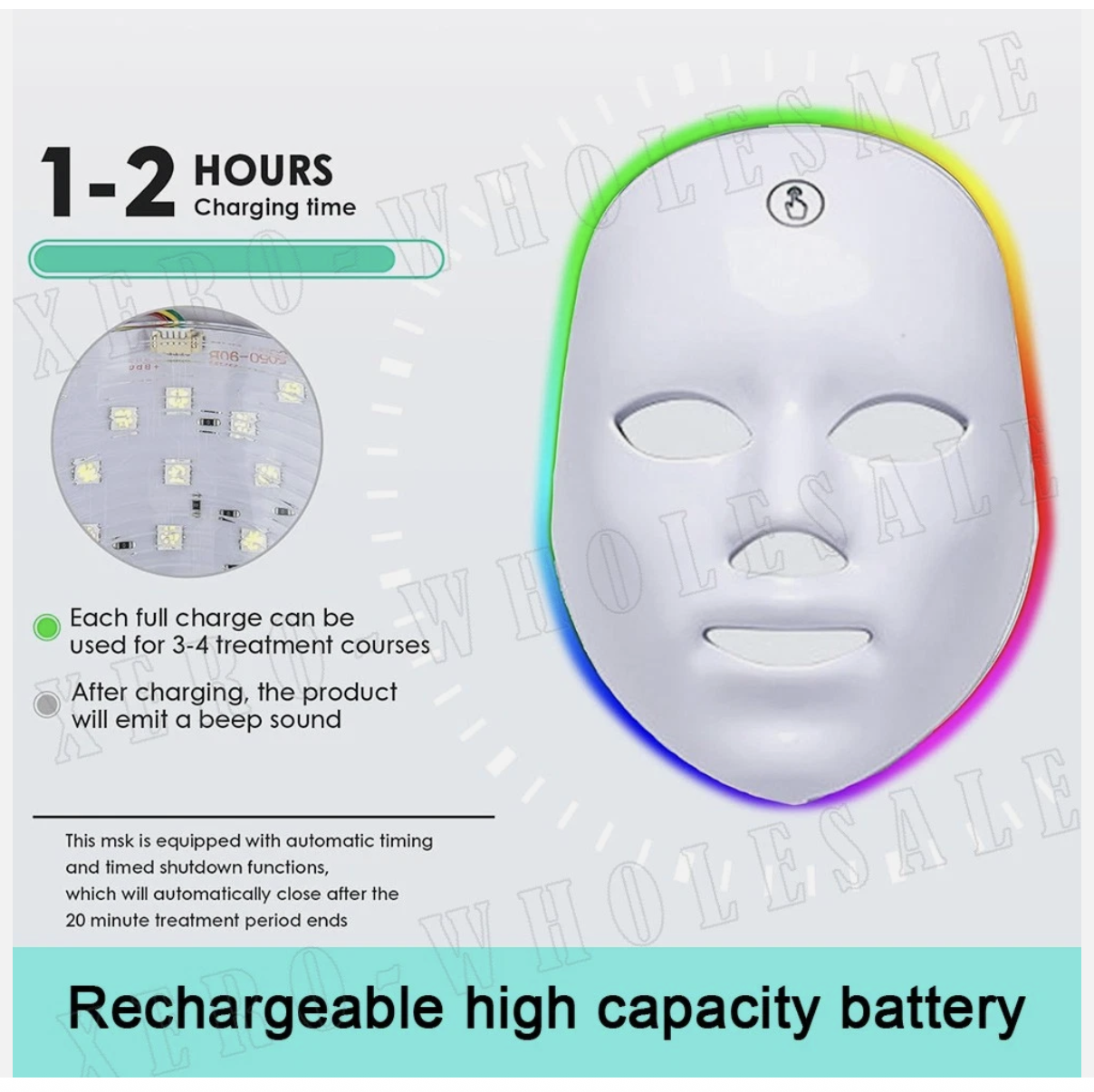 7 Color LED Light Photon Face Mask Neck Rejuvenation Skin Facial Wrinkle Therapy