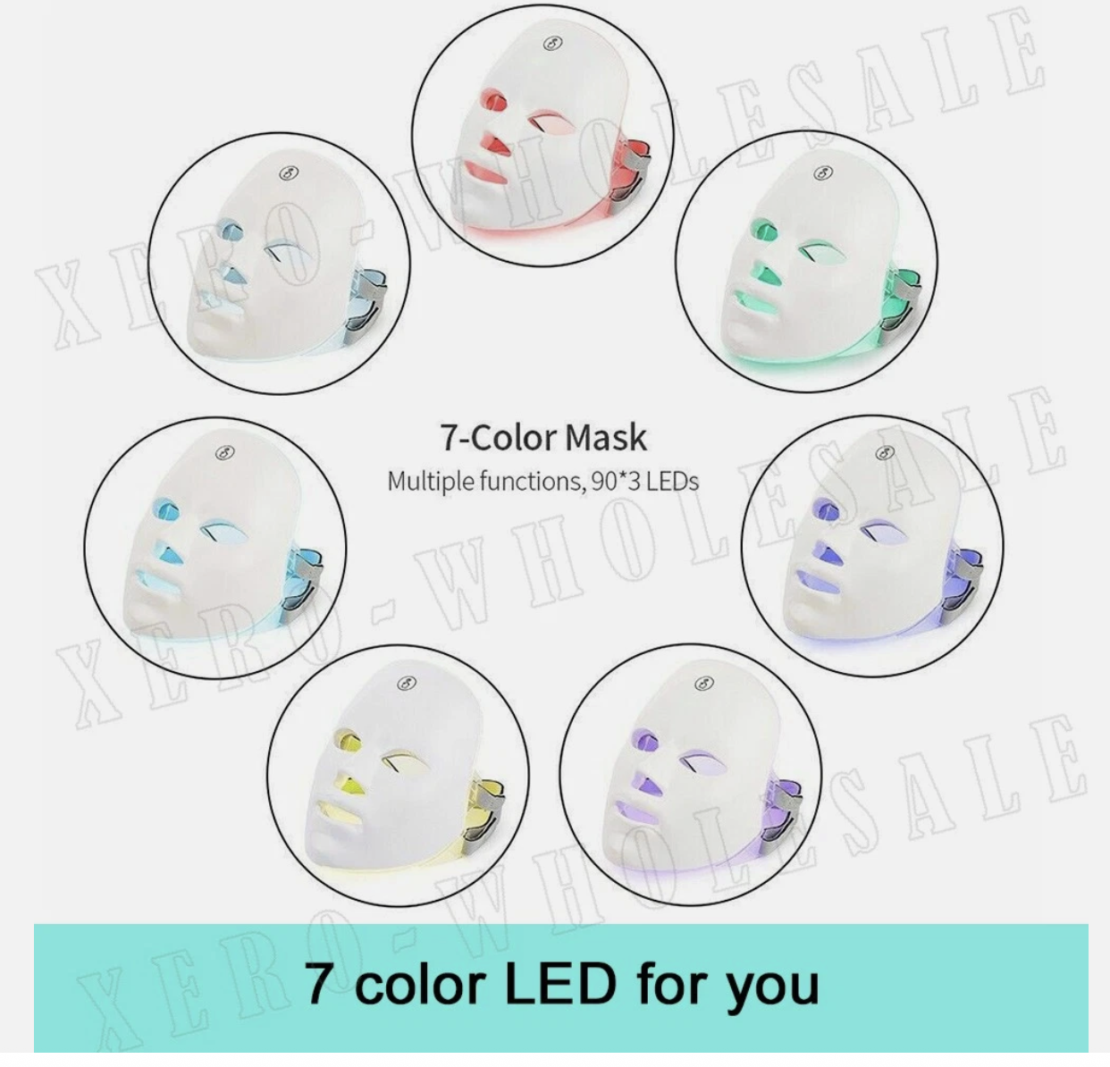 7 Color LED Light Photon Face Mask Neck Rejuvenation Skin Facial Wrinkle Therapy