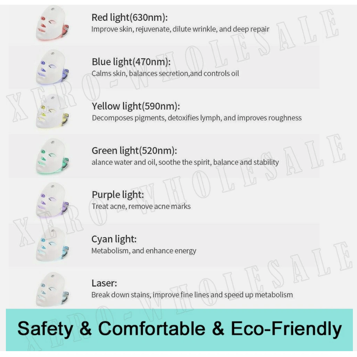 7 Color LED Light Photon Face Mask Neck Rejuvenation Skin Facial Wrinkle Therapy
