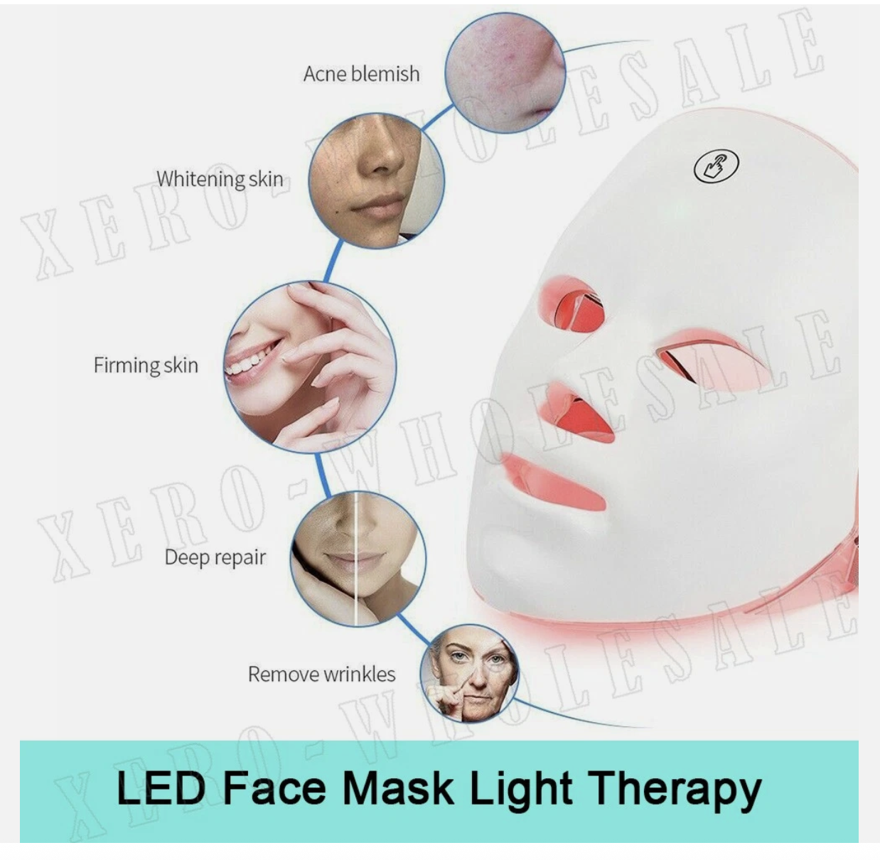 7 Color LED Light Photon Face Mask Neck Rejuvenation Skin Facial Wrinkle Therapy