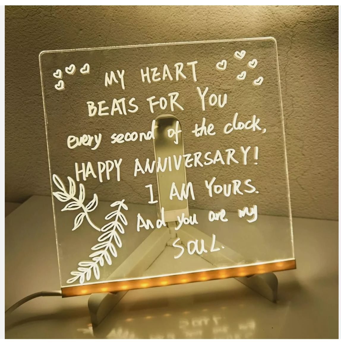 LED Note Board With Colors Acrylic Dry Erase Board Light Up w/ 7 Pens With Light