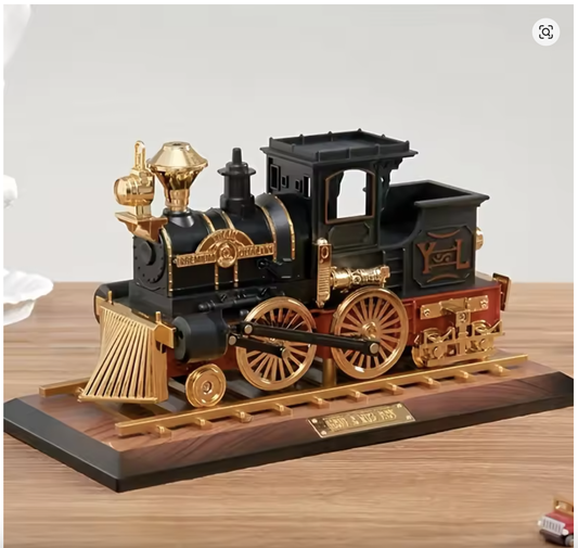 Locomotive Music Box Ornament Vintage Retro Train Model Home Decoration Gift