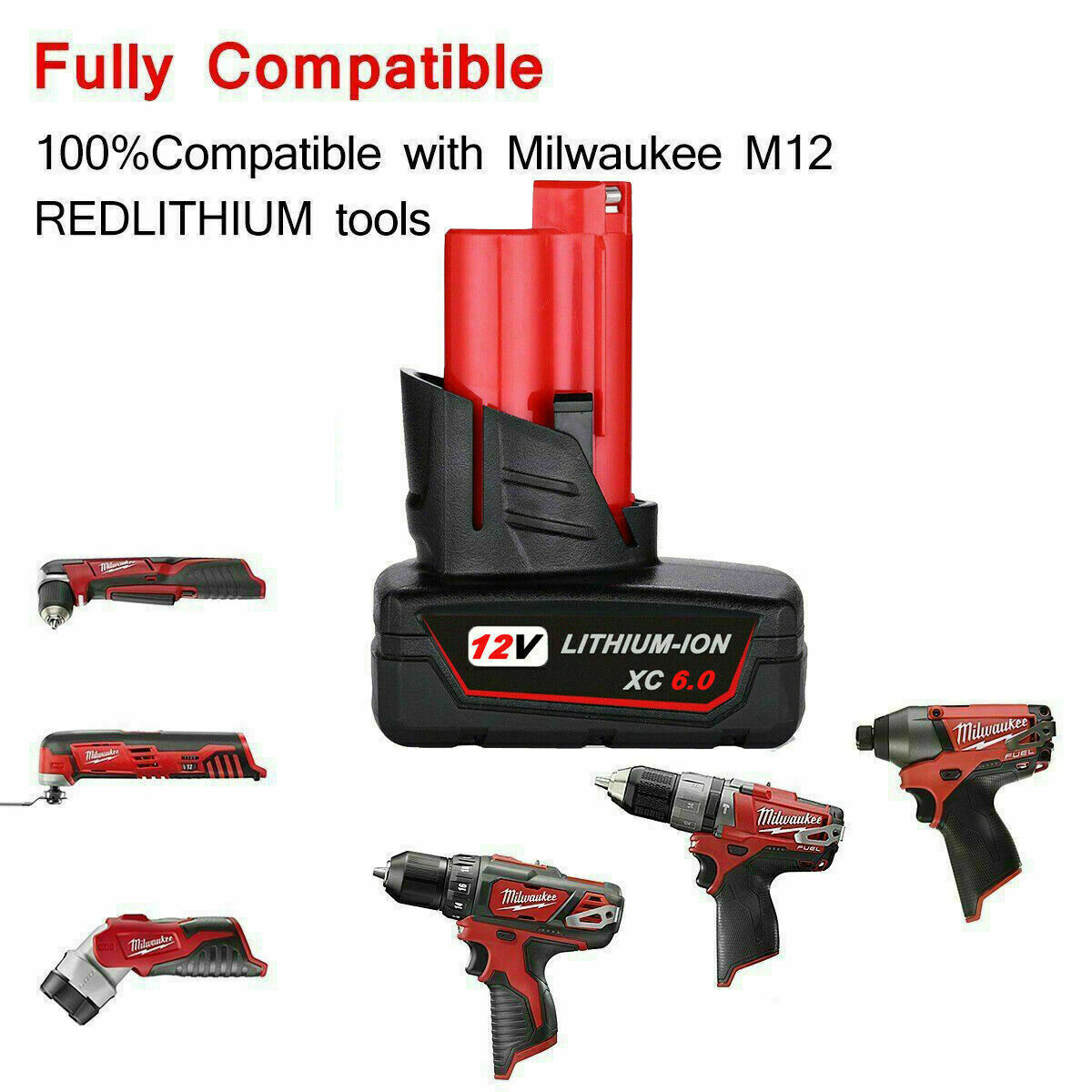 12V Battery For Milwaukee 48-11-2401 M12 M12B6 C12B 48-11-2411 M12B5