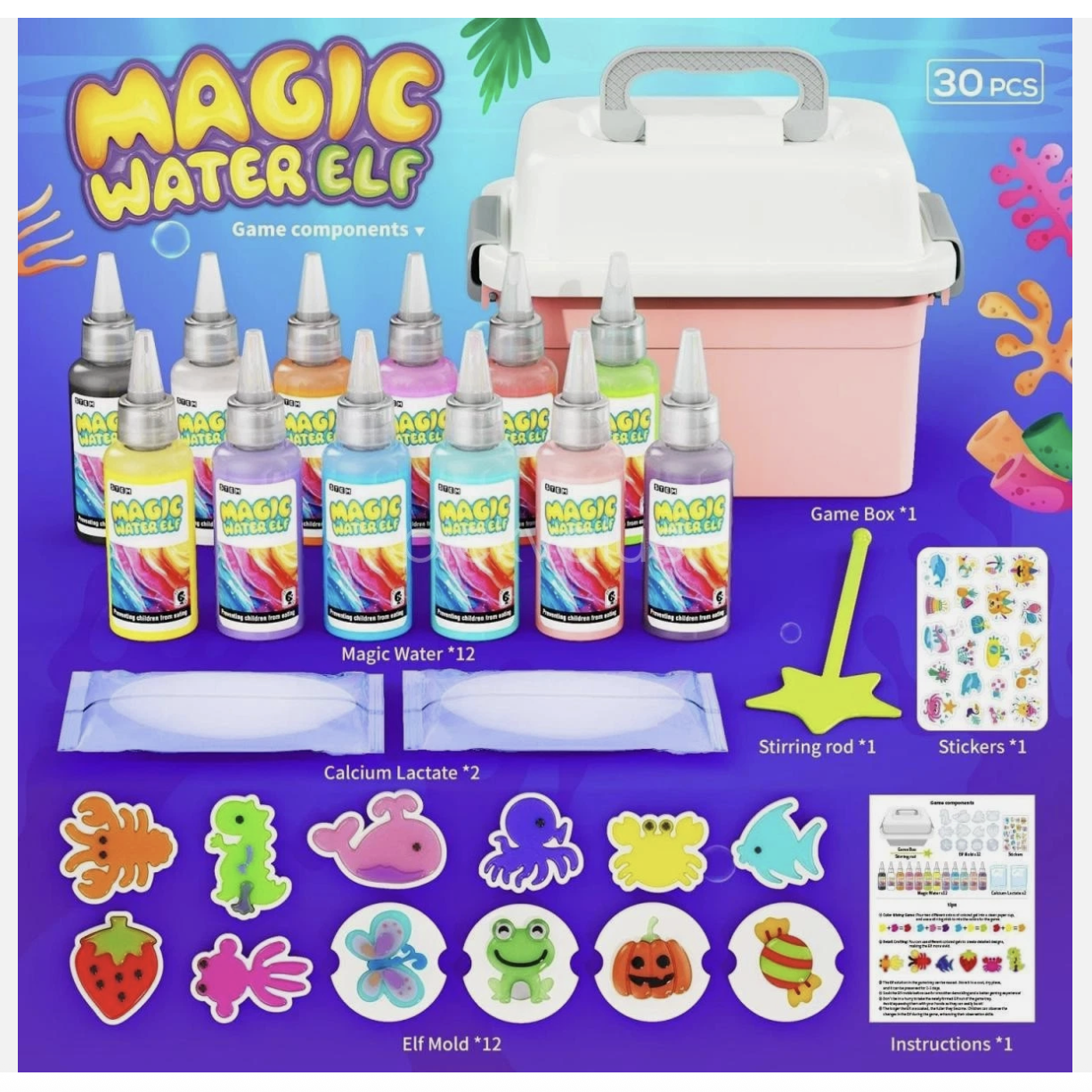 30Pcs Magic Water Elf Toy Kit Magic Gel Water Pets Sensory Toy Fun DIY Craft Kit