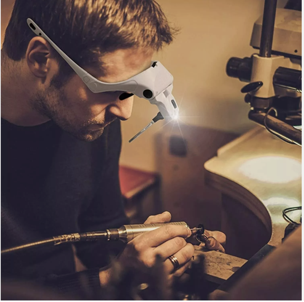 5 Lens Magnifying Glasses LED Headband Headset Head Magnifier Rechargeable