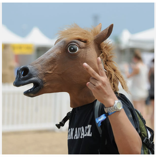 Latex Mask Horse Head Mask Animal HeadCreepy Halloween Costume Theater Party Toy