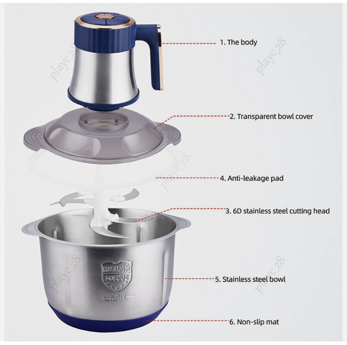 5L Electric Meat Grinder Mincer Sausage Vegetable Food Processor Blender Home