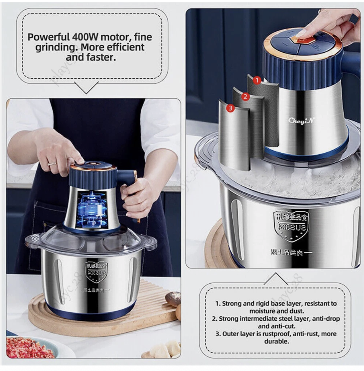 5L Electric Meat Grinder Mincer Sausage Vegetable Food Processor Blender Home