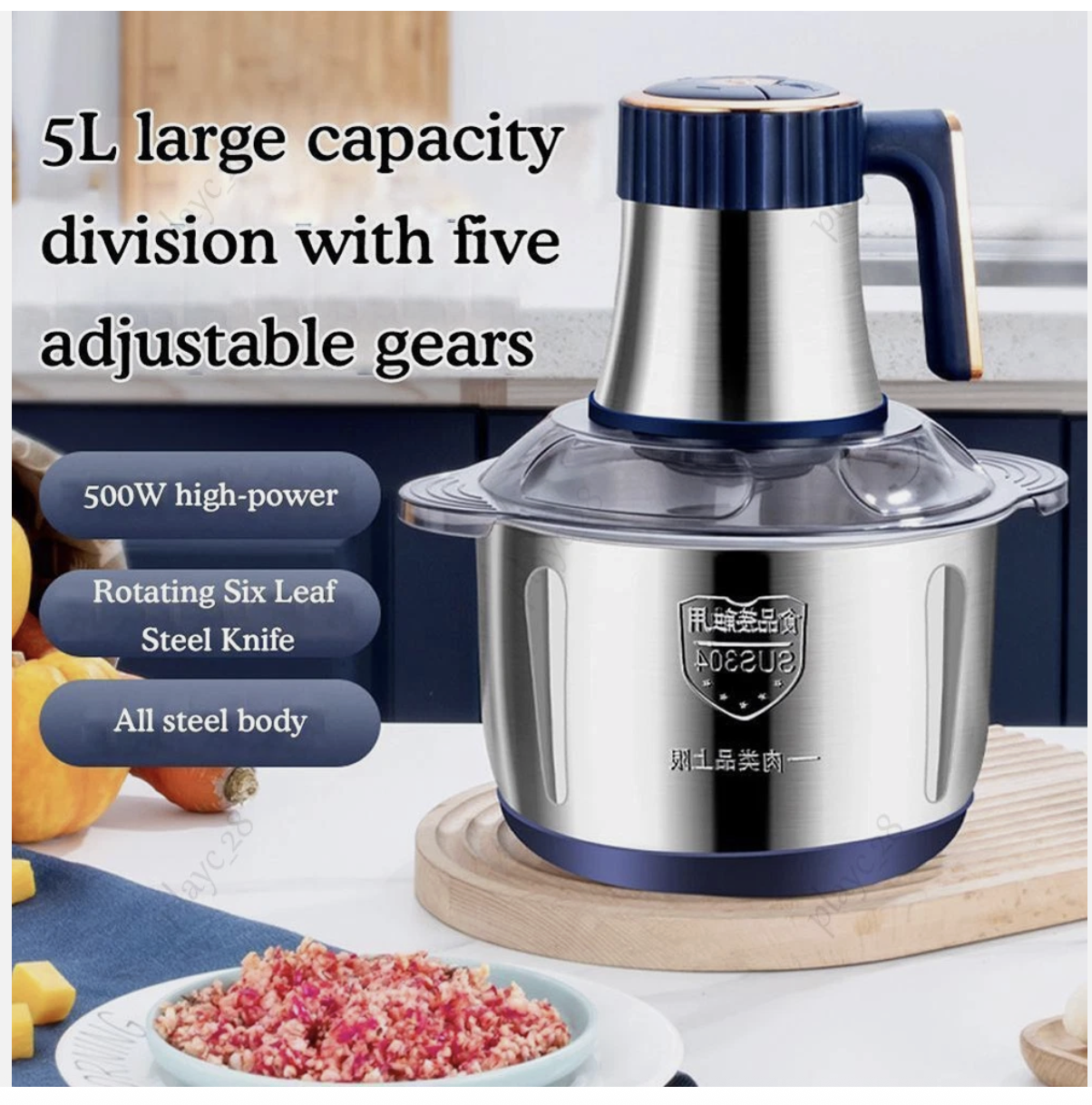 5L Electric Meat Grinder Mincer Sausage Vegetable Food Processor Blender Home