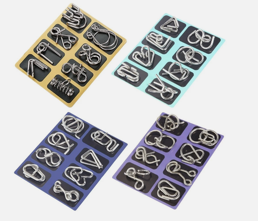 32PCS Classic IQ Metal Puzzle Brain Teaser Disentanglement Wire Puzzles Game Toy