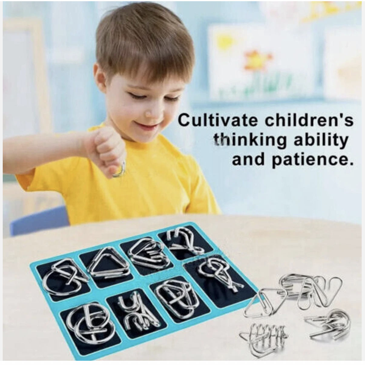 32PCS Classic IQ Metal Puzzle Brain Teaser Disentanglement Wire Puzzles Game Toy