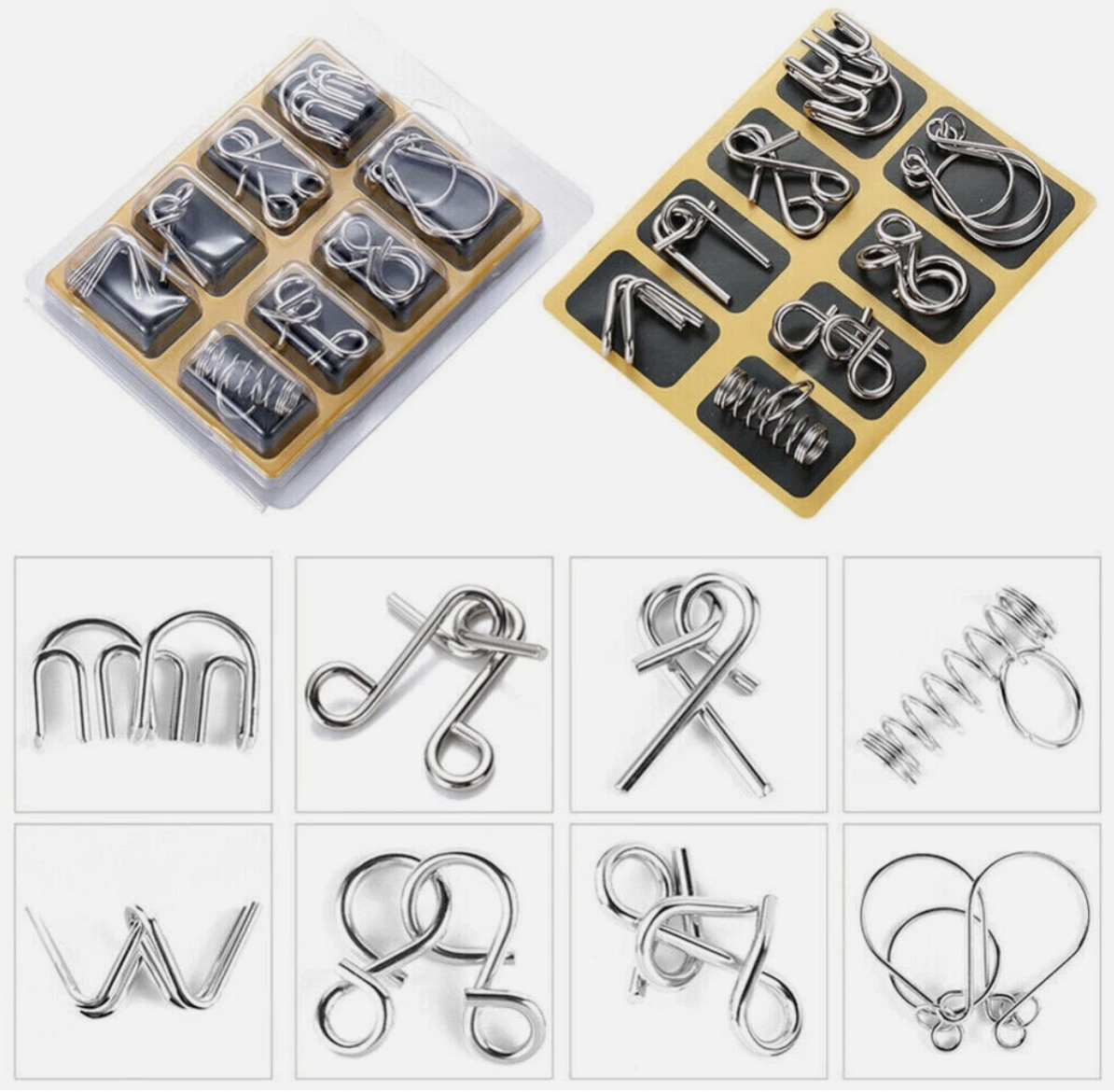 32PCS Classic IQ Metal Puzzle Brain Teaser Disentanglement Wire Puzzles Game Toy